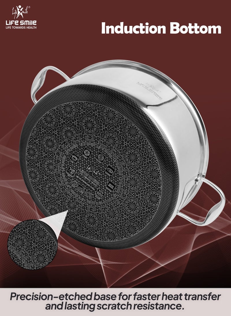 Life Smile Lifesmile Hybrid Stainless Steel Cookware Set | Non-Stick Interlocking Pattern | Induction Compatible | Scratch-Resistant & Low-Oil Cooking - Image 2